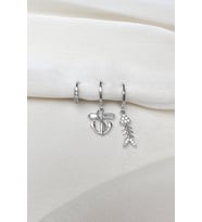 DENİZCİ ÇAPASI 3LÜ SET KÜPE ( ÇIPA, BALIK KILÇIĞI) (Gümüş)
