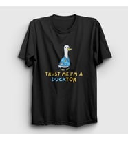 Presmono Unisex Beyaz Trust Me Ducktor Ördek Hediye Doktor T-Shirt 504588tt (Siyah)