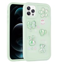 iPhone 13 Pro Max Uyumlu Kılıf Kabartma Figürlü Parlak Toys Silikon Kapak (Açık Yeşil)