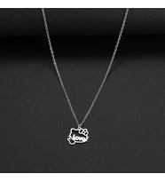 Kişiye Özel 925 Ayar Gümüş Love Hello Kitty Kolye (Gümüş)