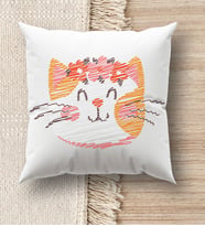 BK Gift Modern Art Tasarımlı Beyaz Kırlent Yastık, Ev Hediyesi, Ev Dekorasyonu, Dekoratif Hediye (Model 13)