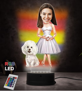 Doğum Günü Hediyesi,Sevgiliye Hediye, Kişiye Özel Fotoğraflı Prenses Karikatür 3D Led Lamba (RGB)