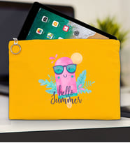 BK Gİft Yaz Temalı-5 Tablet Çantası 30x21cm(12 Renk Seçeneği), Ipad Çantası, Baskılı Tablet Kılıfı (Sarı)