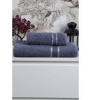 %100 Pamuk 2 Parça Kadın/Erkek Banyo Duş Hamam Havlu Seti 90x150 Cm (Antrasit)