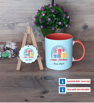 Doğum Günü Hediyesi Kupa Bardak Kırmızı ve Ahşap Anahtarlık Hediye (Model 12)
