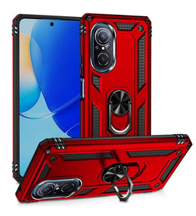 Huawei Nova 9 SE Kılıf Zore Vega Yüzüklü Standlı Zırh Kılıf (Kırmızı)