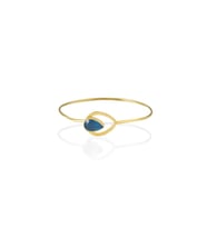 Kadir Jewellery 22 Ayar Altın Kaplama El İşçiliği Zirkon Taşlı Kadın Kelepçe Bilezik (Koyu Mavi)