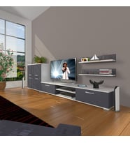 Decoraktiv Eko On Mdf Dvd Tv Ünitesi Tv Sehpası (Beyaz - Antrasit)