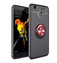 Xiaomi Redmi 4x Kılıf Zore Ravel Yüzüklü Silikon Kılıf (Siyah-Kırmızı)
