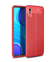 Xiaomi Redmi 9A Kılıf Deri Tarzı Niss Silikon Case (Kırmızı)