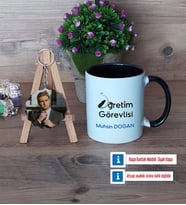 Öğretim Görevlisi Kupa Bardak Beyaz ve Fotoğraflı Ahşap Anahtarlık Hediye Öğretmenler Günü Hediyesi (Model 11)