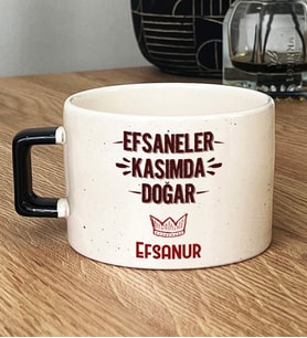 Kişiye Özel Efsaneler Kasımda Doğar Hediye Lüks Fincan Doğum Günü Hediyesi (Siyah)