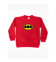 Batman baskılı pamuklu kumaş çocuk sweatshirt (Kırmızı)