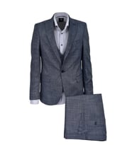 Erkek Hasır Silim Fit Takım Elbise BGL-ST03495 (Mavi)