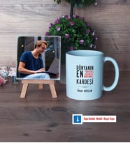 Erkek Kardeş Fotoğraflı Dekoratif Taş, Kupa Bardak Beyaz Hediye (Model 1)