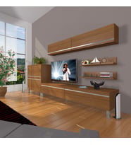 Decoraktiv Eko 6y Mdf Std Krom Ayaklı Tv Ünitesi Tv Sehpası (Ceviz)