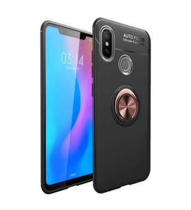 Xiaomi Mi 6X Kılıf Yüzüklü Magnetli Ravel Case (Siyah-Rose Gold)