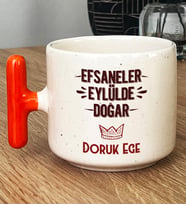 Kişiye Özel Efsaneler Eylülde Doğar Hediye T Kupa Bardak Doğum Günü Hediyesi (Turuncu)