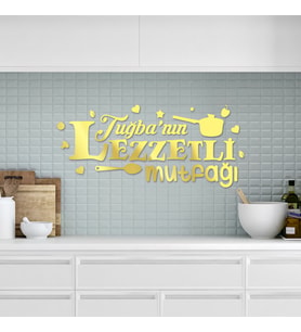 Lezzetli Mutfağım İsimli Mutfak Yazısı 55x30 (Altın)