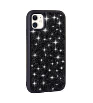 iPhone 11 Kılıf Parlak Taşlı Tasarım Pırlanta Kılıf (Siyah)