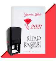 Kişiye Özel Çiçek Buketi 10 2021 Otomatik Kitap Kaşesi (Kırmızı)