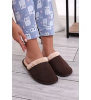 U050 Unisex Kışlık Ev İçi Terliği Kürklü Yünlü Kışlık Terlik (Kahverengi)