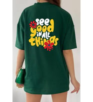 Unisex Good things Tasarım Tshirt (Yeşil)