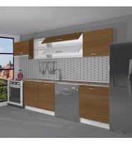 Decoraktiv Elite 280Y MDF Hazır Mutfak Dolabı - Tezgah Dahil - Parlak Beyaz (Ceviz)