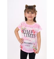 Toontoy Kız Çocuk Sometimes Baskılı Tişört (Pembe)