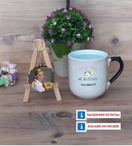 Hostes Kupa Bardak Beyaz ve Fotoğraflı Ahşap Anahtarlık Hediye (Model 10)