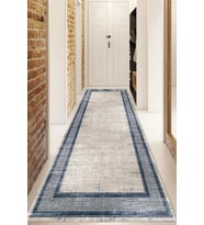 Dijital Baskılı Kaymaz Taban Yıkanabilir Modern Yolluk Ve Koridor Halısı NDU-HT-668 (Mavi)