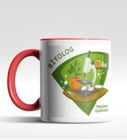 Kişiye Özel Biolog Tasarımlı Siyah Kupa (Kırmızı-Beyaz)
