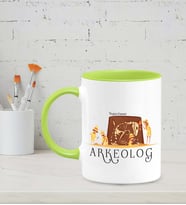 Kişiye Özel Arkeolog Tasarımlı Siyah Kupa (Yeşil-Beyaz)