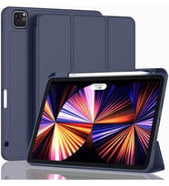 Apple iPad Pro 12.9 6. Nesil 2022 Kılıf Pen Charge Kalem Bölmeli A2436 A2437 A27 (Lacivert)
