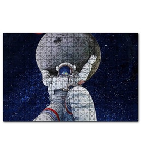 Cakapuzzle Ayı Taşıyan Astronot İllüstrasyon  Puzzle Yapboz MDF (Ahşap) (500 Parça)