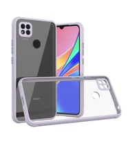 Xiaomi Redmi 9C Kılıf Kenar Renkli Sararmaz Şeffaf Kapak (Mor)