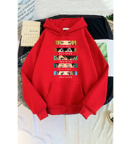 Unisex Cosplay Haikyuu Baskılı Sweatshirt (Kırmızı)
