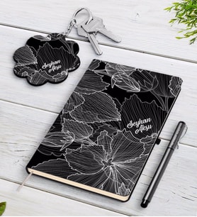 BK Gift Kişiye Özel İsimli Beyaz Defter Kalem Ve Anahtarlık Hediye Seti-17 (Model 2)