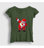 Presmono Kadın Sarı Dabbing Noel Baba Santa Claus Yılbaşı T-Shirt 269232tt (Haki)