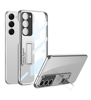 Galaxy S23 Kılıf Kamera Korumalı Şeffaf Tasarımlı Zore Lego Standlı Kılıf (Gümüş)