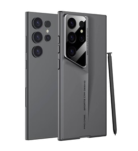 Galaxy S23 Ultra Kılıf Ultra İnce Kamera Korumalı Sert Rubber Procase Kılıf (Gri)