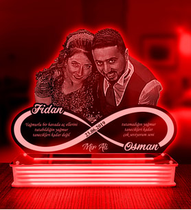 Kişiye Özel Yıldönümü Hediyesi, Eşe Yıldönümü Hediyesi, 3D LED Lamba (Kırmızı)