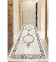 Dijital Baskılı Kaymaz Taban Yıkanabilir Modern Yolluk Ve Koridor Halısı NDU-HT-503 (Gri)