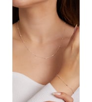 Elika Silver 925 Ayar Gümüş Top Zincir Model Kolve ve Bileklik Set (Gümüş)