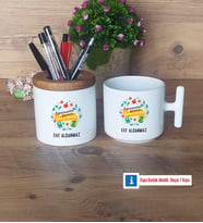Öğretmenler Günü Hediyesi Kalemlik, Kupa Bardak T Kişiye Özel Hediye (Model 1)