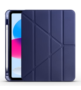 iPad 10.9 2022 (10.Nesil) Kılıf Tri Folding Kalem Bölmeli Standlı (Lacivert)