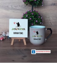 Jandarma Dekoratif Taş, Kupa Bardak Kırmızı Hediye (Model 9)