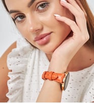 vagave Samsung Watch 4 Watch 5 Watch 6 - pro uyumlu Hakiki Doğal Deri 20mm Kadın Deri Kordon Akıllı ve Klasik Saat Kayışı 20mm Kordon Sevgililer Günü Hediyesi (Turuncu)