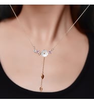 Kardelen Çiçeği Mor Taş Detaylı Gümüş Kolye (Rose)