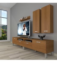 Decoraktiv Eko 5200D Mdf Krom Ayaklı Tv Ünitesi Tv Sehpası (Ceviz)